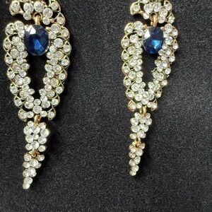 Elegant Gold and Blue Crystal Earrings